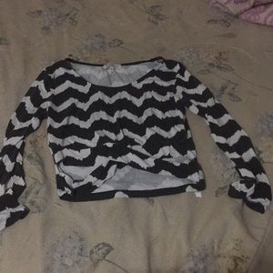 black & white striped crop top